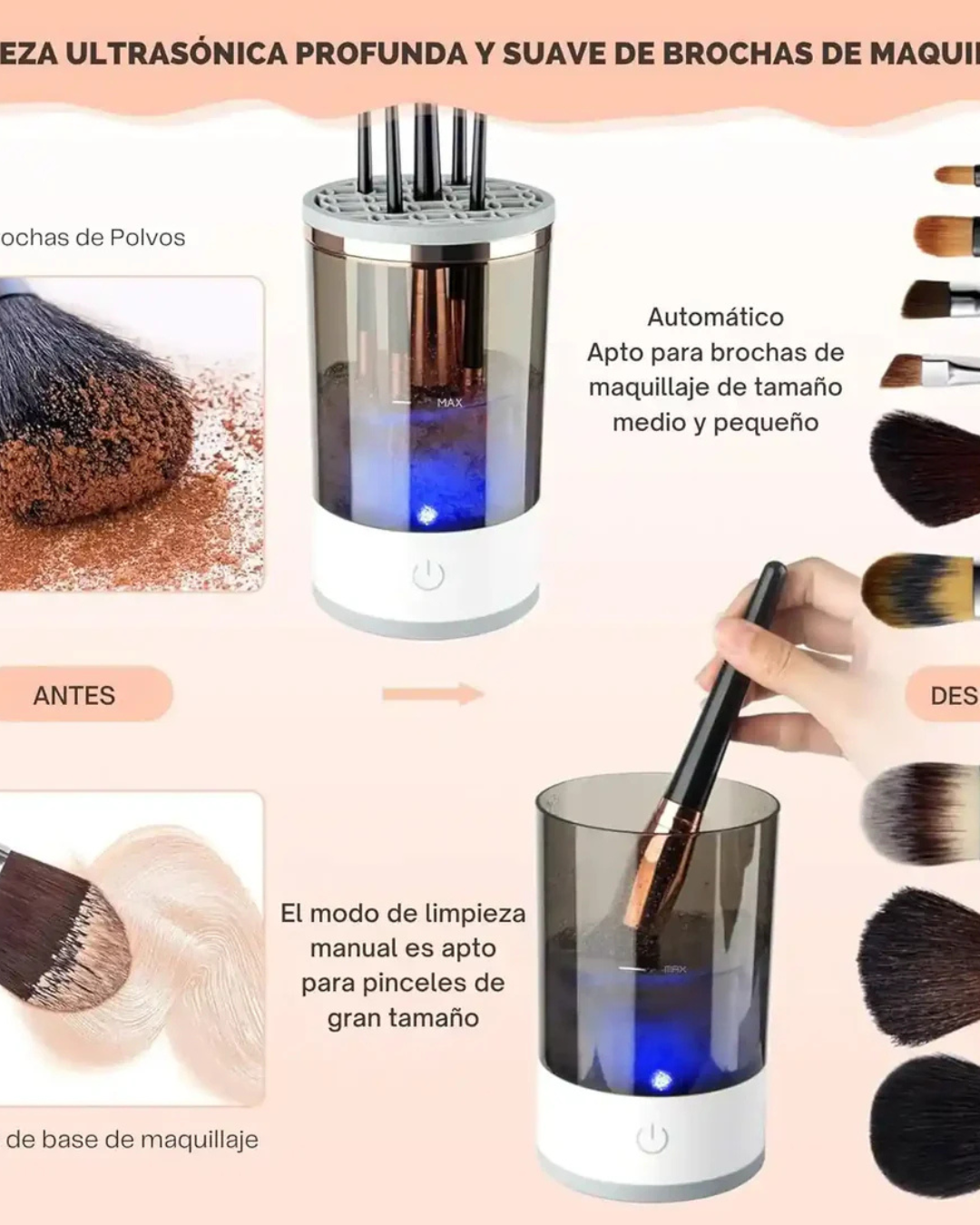 Limpiador Brochas Maquillaje Eléctrico Cosmético